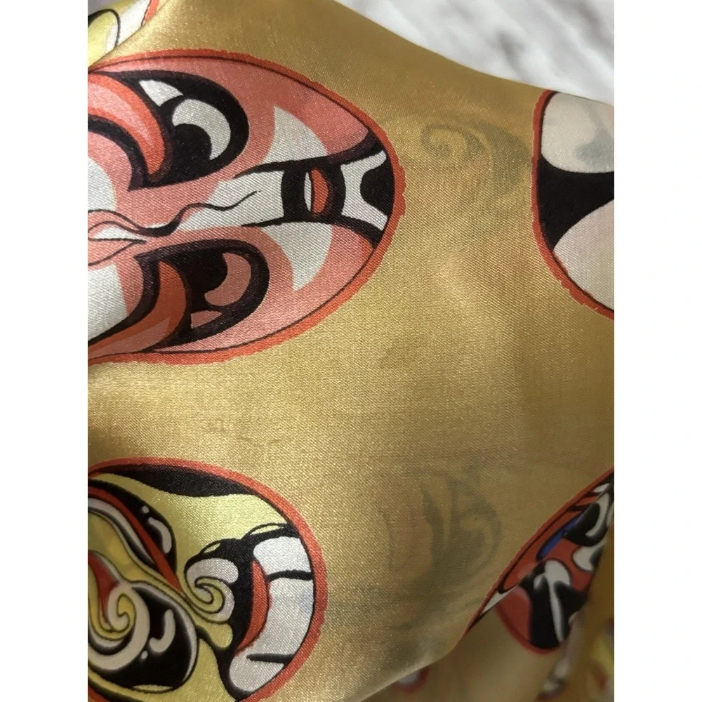 Vintage 100% Silk Print Scarf 11x45